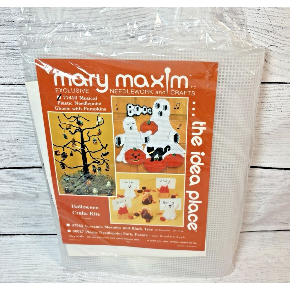 Halloween Ghosts Pumpkins Mary Maxim Plastic Canvas Kit 77410 Musical NEW